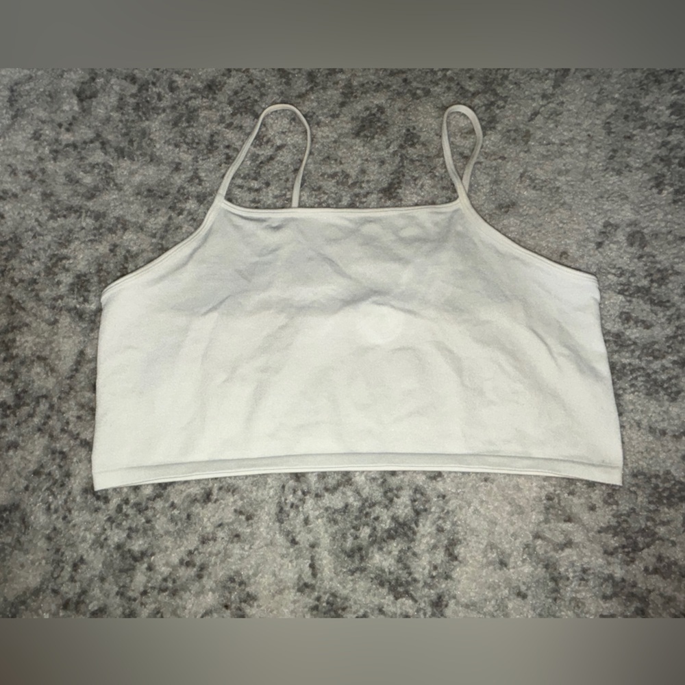 Fabletics White Cropped Spaghetti Strap Tank Top Size: XL